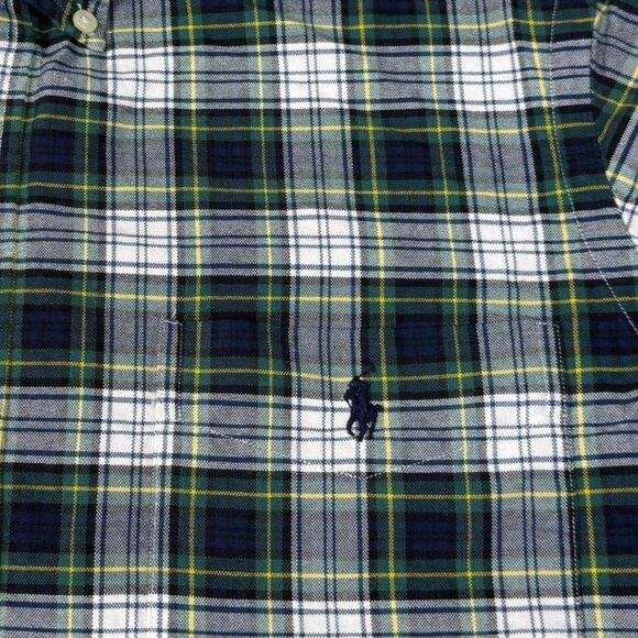 POLO RALPH LAUREN Men’s Long-Sleeve Blue and Green Plaid Button Down Shirt - Picture 8 of 11